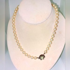 Vintage Pearl Sterling Matinee Necklace